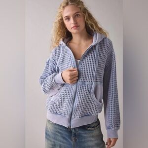 Urban Outfitters- BDG Light Blue Textured Zip-Up Hoodie (new, never worn)